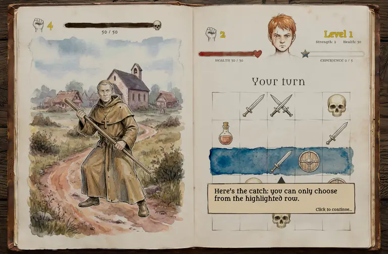 Story scene showing the road into the cursed forest.